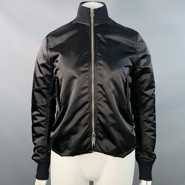 ACNE STUDIOS Size L Black Nylon Side Zippers Varsity Jacket