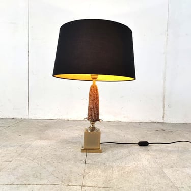 Vintage french corn table lamp, 1970s - brass corn table lamp - hollywood regency table lamp - mid century modern table lamp 