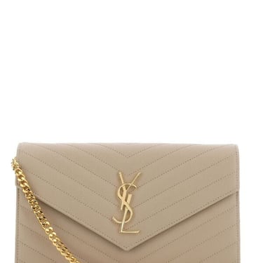 Saint Laurent Woman Cappuccino Leather Clutch