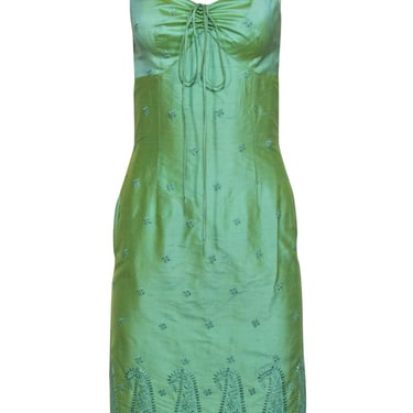 Plenty by Tracy Reese - Light Green Silk Shimmer Dress w/ Eyelet Design Sz XS