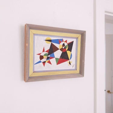 ヴィンテージ　フランス　油絵 Vintage Ozz Franca Print Waterfront Painting Photolithograph