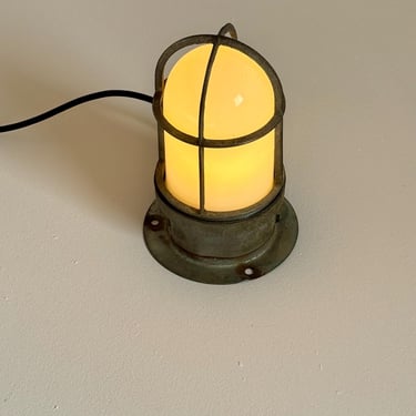 Vintage Industrial Wall Sconce / Mid Century Ceiling Light / Wall Mounted Lamp / Wall Light / White Glass & Metal Casing / 1960s 