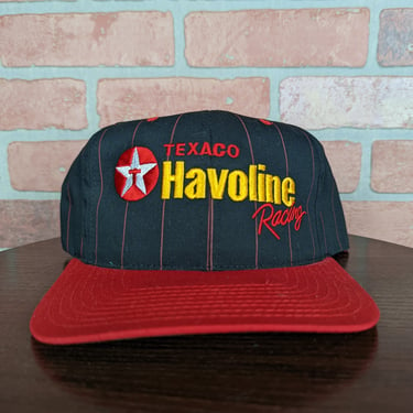 Vintage 90s Pinstriped Texaco Havoline Racing ORIGINAL Snapback Hat 
