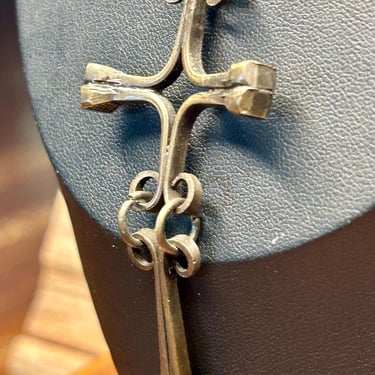 Vintage Articulated Cross Pendant Necklace  Retro Religious Jewelry 