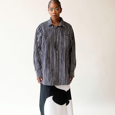 Black and white striped shirt | Marimekko C. 1980s 