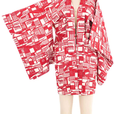 Red Geometric Kimono