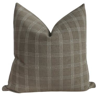 Tailored Check | Truffle Pillow Cover