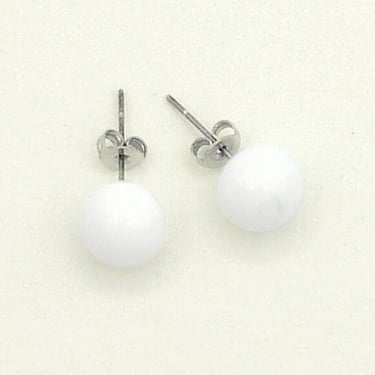 LUCAZE - Glass Stud Earrings - White