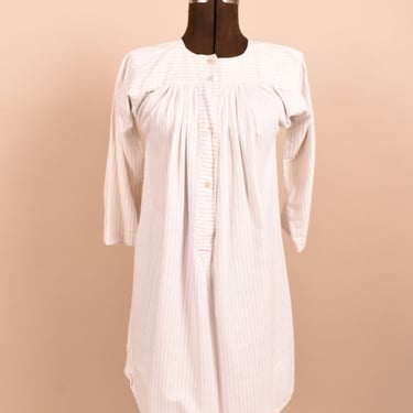 White Victorian Striped Night Dress, XS/S