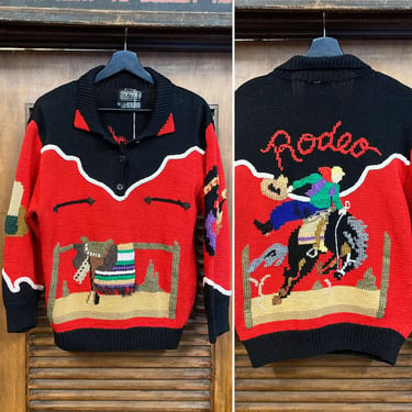 Vintage 1980’s “Berek” Label Cowboy Rodeo Western Hand Knit Sweater, 80’s Sweater, 80’s Cowboy, Western Wear, Vintage Clothing 