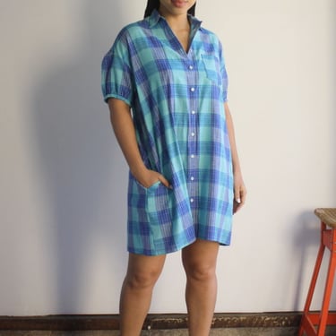 Myrtle Kiki Dress - Aqua Plaid