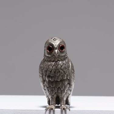 SUCRIER HIBOU EN MÉTAL ARGENTÉ, 1900s