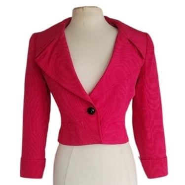 Vintage 90s YSL Saint Laurent Blazer Fuschia Silk Rive Gauche 