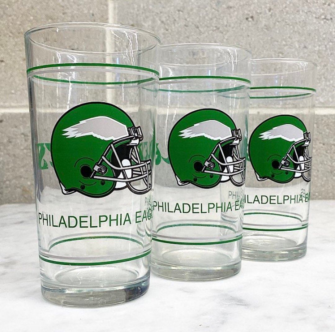 Vintage Philadelphia Eagles Pint Glasses Retro 1980s Football ...