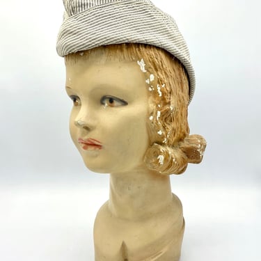 Vintage 1940s WWll W.A.V.E.S Seersucker Garrison Cap, Women's US Navy Cotton Uniform Hat, World War Two Accessory, Military Collectible, VFG 