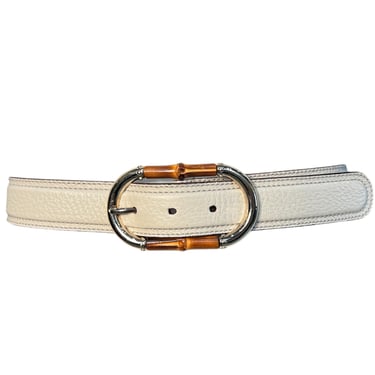 Gucci 2000's Iconic Bone Leather + Bamboo Buckle Belt