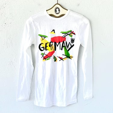 Vintage 80s Germany Tshirt 1980s European Travel White T Shirt Long Sleeve 