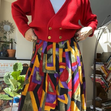 VTG 80s Printed Pleated Skirt 