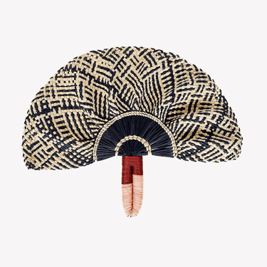 Navy Burgundy Toquilla Handwoven Fan