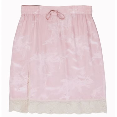 Zadig & Voltaire - Blush Lace Pink Brocade Drawstring Skirt w/ Cream Lace Trim Sz L