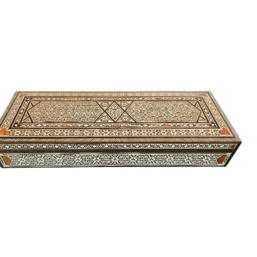 Large Moorish Arabesque Marquetry Inlaid Decorative Table Box 