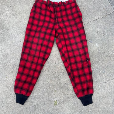 Vintage 1950s 60s Woolrich Buffalo Plaid Hunting Pants Wool Large Mens Joggers by TimeBa