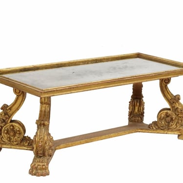 Mid-Century French Maurice Hirsch Baroque Style Carved Giltwood Coffee Table 