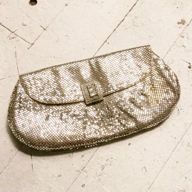 1950s Whiting & Davis Purse Mesh Silver Metal Clutch Bag 