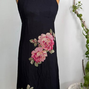 Vintage Silk Floral Dress | Romantic Midi Dress | Size 8 