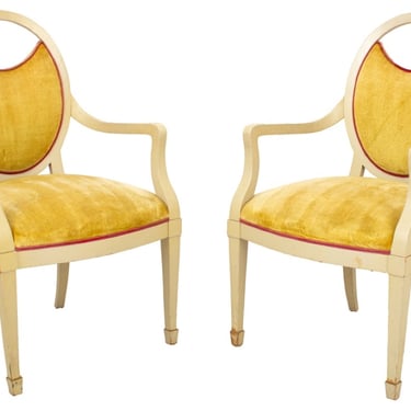 Jamie Drake Lacquered Transitional Armchairs, Pair