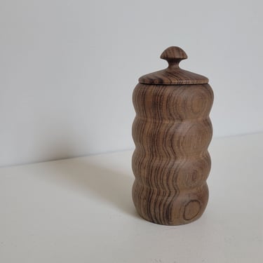 Carved Walnut Wood Jar