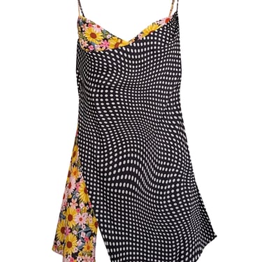 For Love & Lemons - Black, White, & Yellow Mixed Print Mini Dress Sz M