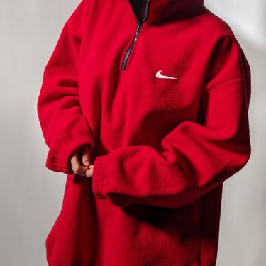 90s Cherry Red Nike Zip Henley