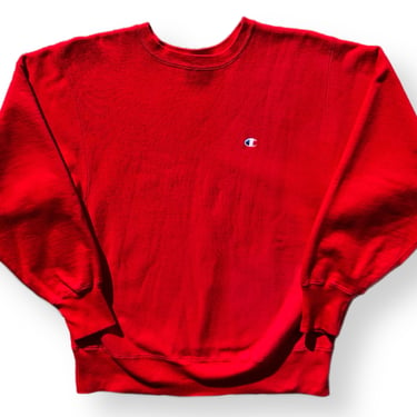 Vintage 80s Champion Reverse Weave Made in USA Essential Red Crewneck Sweatshirt Pullover Size Large 
