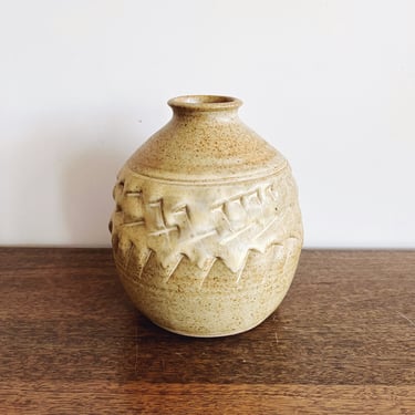 Vintage Studio Pottery Brutalist Stoneware Vase 