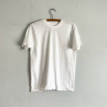 Vintage 80s Blank White T shirt Single Stitched Size M 
