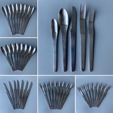 39 Pieces of Arne Jacobsen Stainless Steel AJ Cutlery Flatware for Georg Jensen 