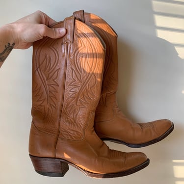 Vintage Justin Camel Brown Cowboy Boots 