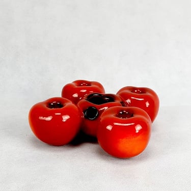 Ceramic candle holder in the shape of an apple, Red Candlestick 