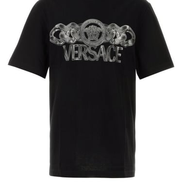 Versace Men Black Cotton T-Shirt