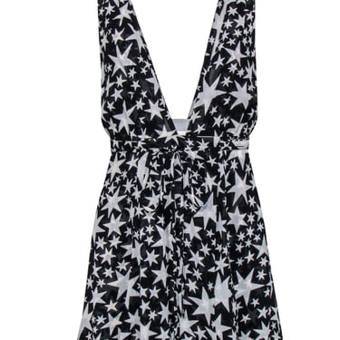 Reformation - Black & White Star Print Sleeveless “Cosmo” Mini Dress Sz XS