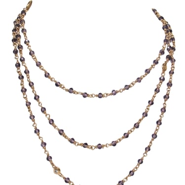 Henri Bendel - Gold Chain Statement Necklace w/ Purple Jewels