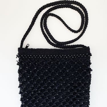 Black Beaded Crossbody Bag