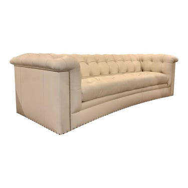 Hancock and Moore Tufted White Top Grain Leather Sofa