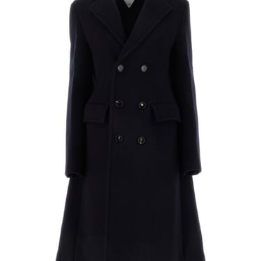 Bottega Veneta Women Midnight Blue Wool Blend Cape Coat