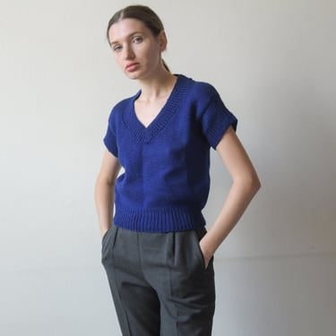 1173t / hand knit wool short sleeve sweater 