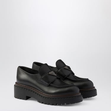 Prada Chocolate Black Brushed Leather Moccasin Women