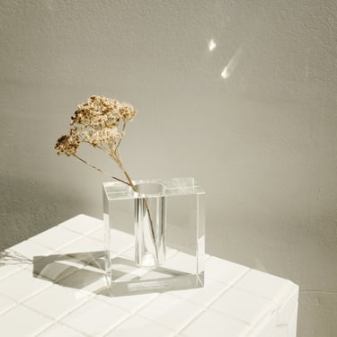 Clear Glass Block Vase