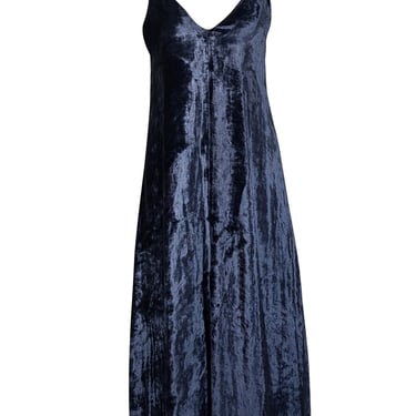 Forte Forte - Navy Crushed Velvet  V-neck Dress w/ Front Slit Sz 4