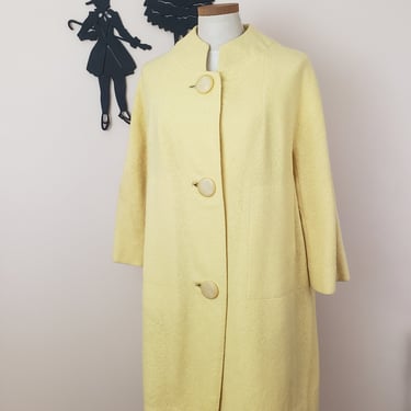 Vintage 1960's Yellow Swing Coat / 60s Woven Car Spring Jacket L 
